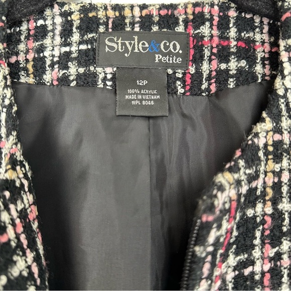 Style & Co Jacket Size 12 Petite Tweed 2 Way Zip  Preppy Business Casual - Picture 5 of 11